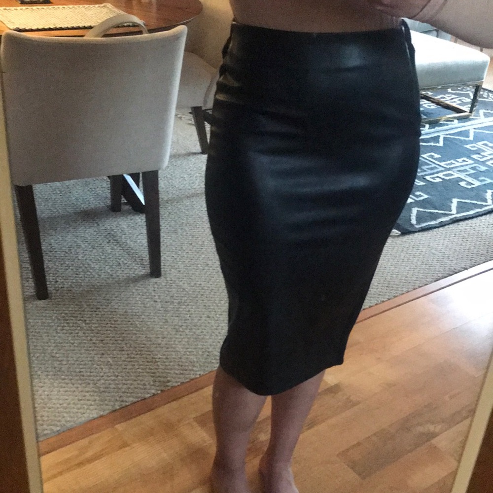 Faux leather pencil skirt